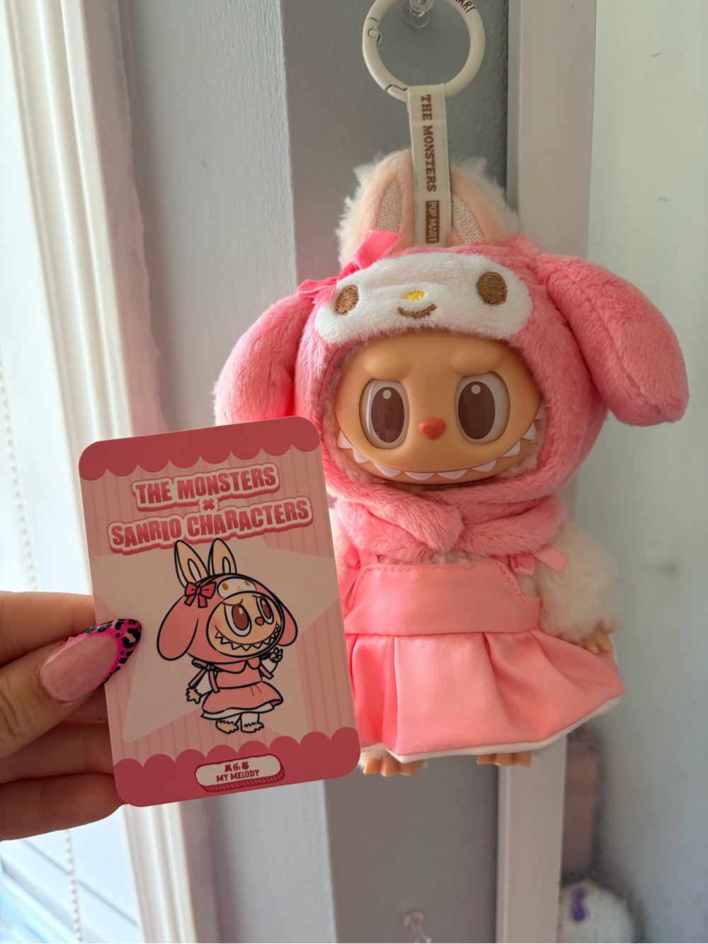 Sanrio x The Monsters My Melody Pink Plush Doll Keychain